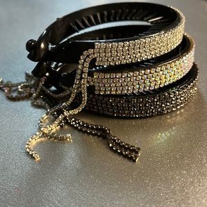 3 dangle sparkly hair claw clips